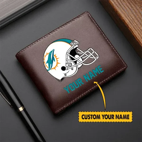 Miami Dolphins Men Leather Wallet For Fan - Limited Edition - Image 2