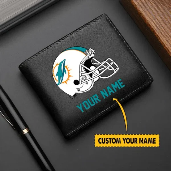 Miami Dolphins Men Leather Wallet For Fan - Limited Edition