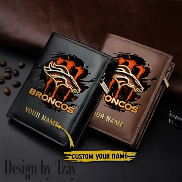 Denver Broncos Small Rectangular Leather Wallet Style 2025 SPTLVW396