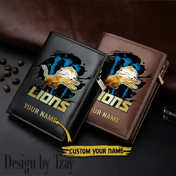 Detroit Lions Small Rectangular Leather Wallet Style 2025 SPTLVW397