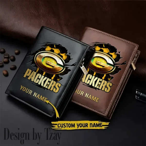 Green Bay Packers Small Rectangular Leather Wallet Style 2025 SPTLVW398