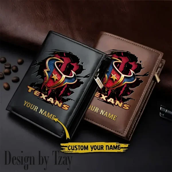 Houston Texans Small Rectangular Leather Wallet Style 2025 SPTLVW399