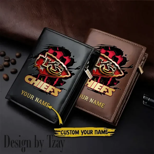 Kansas City Chiefs Small Rectangular Leather Wallet Style 2025 SPTLVW401