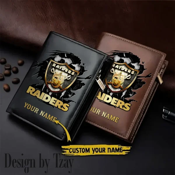 Las Vegas Raiders Small Rectangular Leather Wallet Style 2025 SPTLVW402
