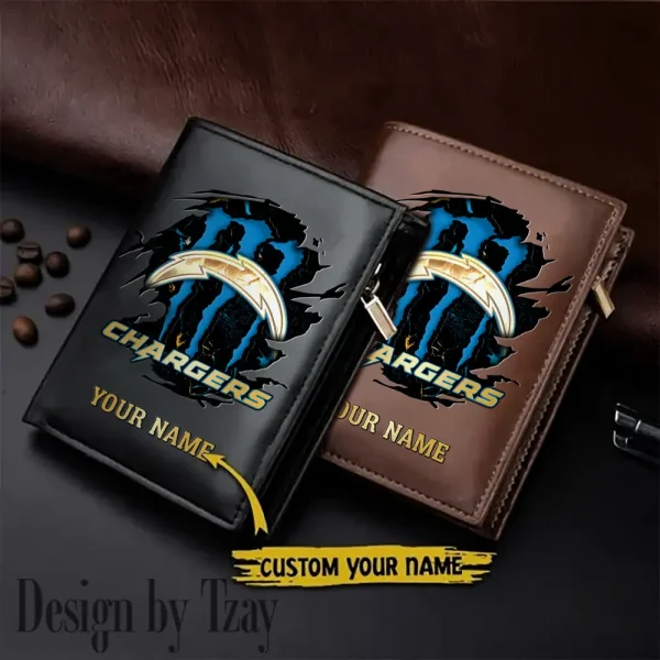 Los Angeles Chargers Small Rectangular Leather Wallet Style 2025 SPTLVW403