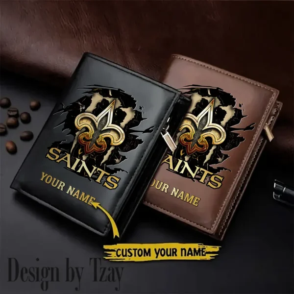 New Orleans Saints Small Rectangular Leather Wallet Style 2025 SPTLVW408