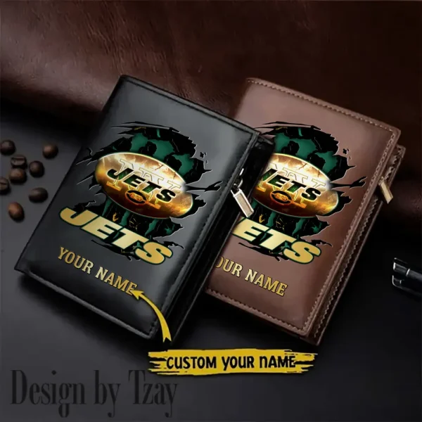 New York Jets Small Rectangular Leather Wallet Style 2025 SPTLVW410