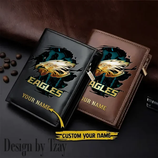 Philadelphia Eagles Small Rectangular Leather Wallet Style 2025 SPTLVW411