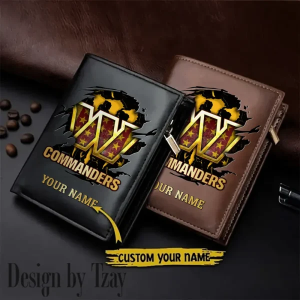Washington Commanders Small Rectangular Leather Wallet Style 2025 SPTLVW415