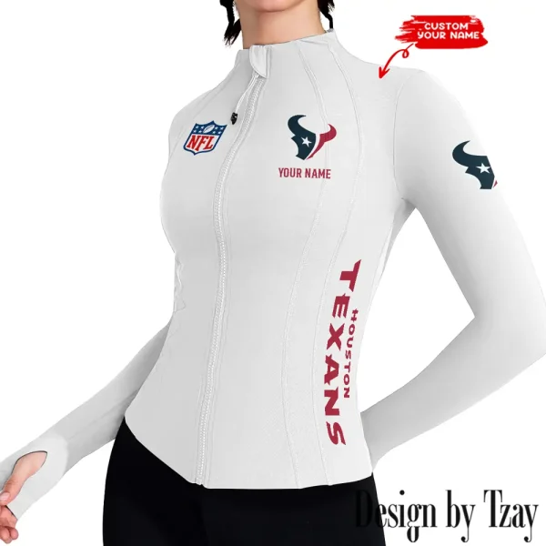 Houston Texans Women Athletic Jackets Cottony-Soft Full Zip Slim Fit Workout Running Jacket 2025 SPTWAJ013 - Image 2