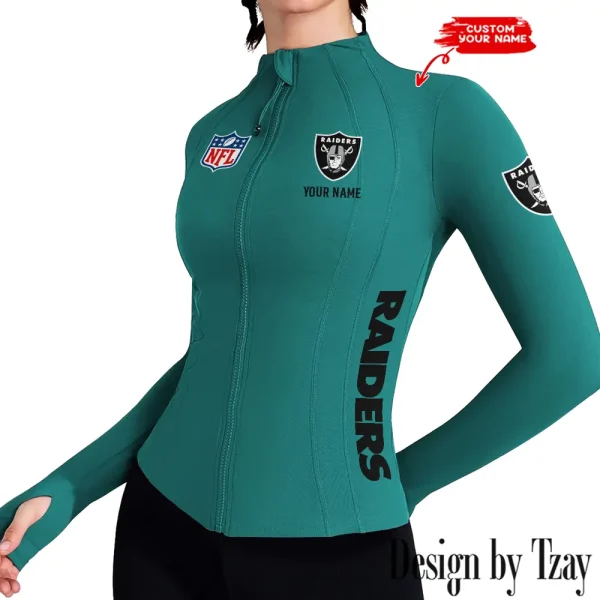 Las Vegas Raiders Women Athletic Jackets Cottony-Soft Full Zip Slim Fit Workout Running Jacket 2025 SPTWAJ017