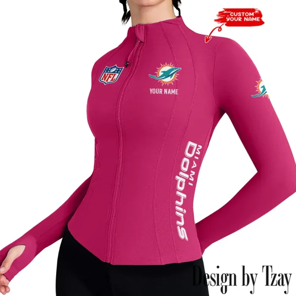 Miami Dolphins Women Athletic Jackets Cottony-Soft Full Zip Slim Fit Workout Running Jacket 2025 SPTWAJ020 - Image 2