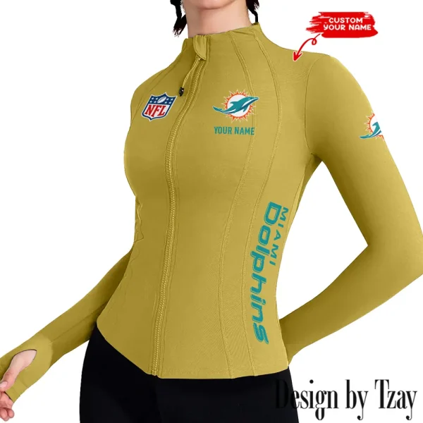 Miami Dolphins Women Athletic Jackets Cottony-Soft Full Zip Slim Fit Workout Running Jacket 2025 SPTWAJ020 - Image 3