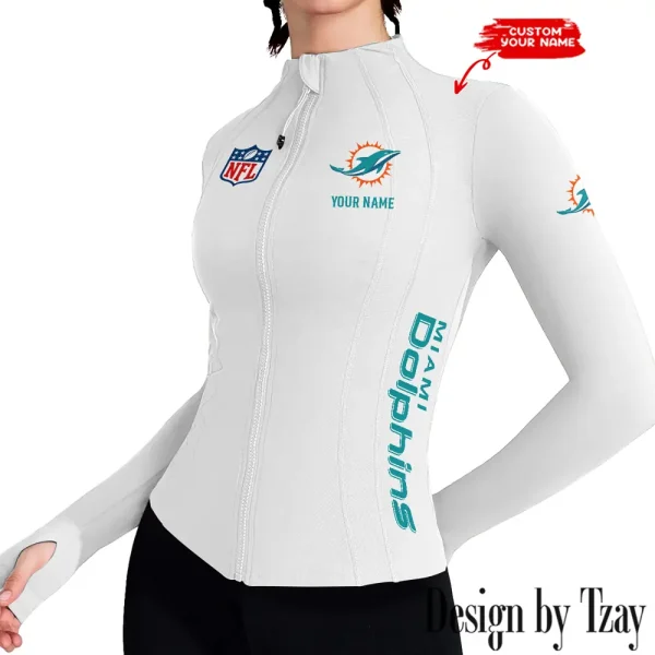 Miami Dolphins Women Athletic Jackets Cottony-Soft Full Zip Slim Fit Workout Running Jacket 2025 SPTWAJ020 - Image 4