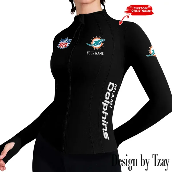 Miami Dolphins Women Athletic Jackets Cottony-Soft Full Zip Slim Fit Workout Running Jacket 2025 SPTWAJ020 - Image 5