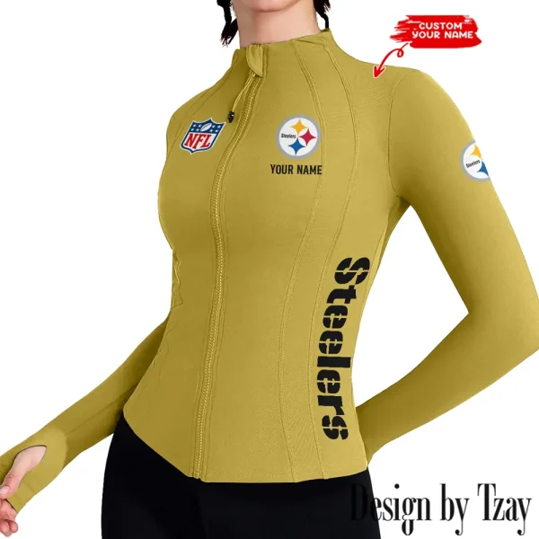 Pittsburgh Steelers Women Athletic Jackets Cottony-Soft Full Zip Slim Fit Workout Running Jacket 2025 SPTWAJ027