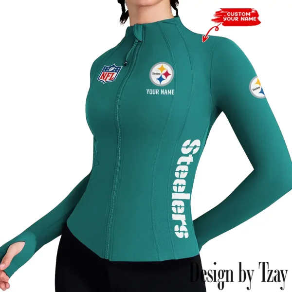 Pittsburgh Steelers Women Athletic Jackets Cottony-Soft Full Zip Slim Fit Workout Running Jacket 2025 SPTWAJ027 - Image 2