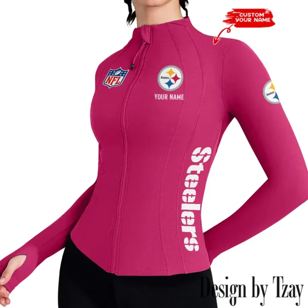 Pittsburgh Steelers Women Athletic Jackets Cottony-Soft Full Zip Slim Fit Workout Running Jacket 2025 SPTWAJ027 - Image 4