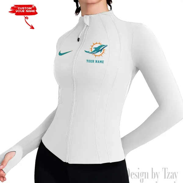 Miami Dolphins Women Athletic Jackets Cottony-Soft Full Zip Slim Fit Workout Running Jacket 2025 SPTWAJ055
