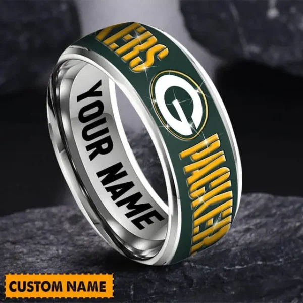 Green Bay Packers Personalized Silver Tungsten Ring - Image 2