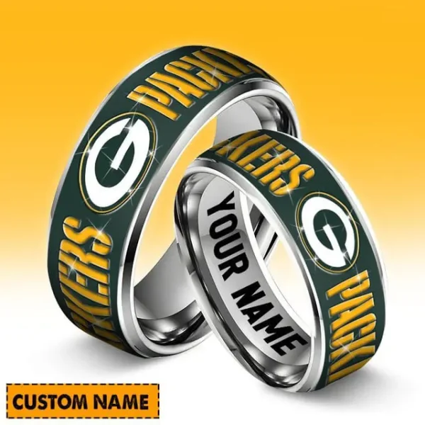 Green Bay Packers Personalized Silver Tungsten Ring