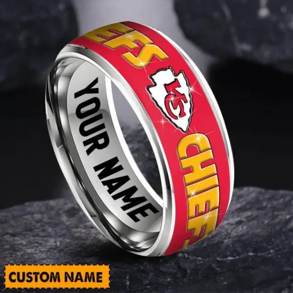 Kansas City Chiefs Personalized Silver Tungsten Ring - Image 2