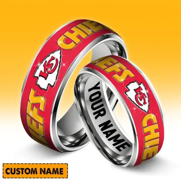 Kansas City Chiefs Personalized Silver Tungsten Ring