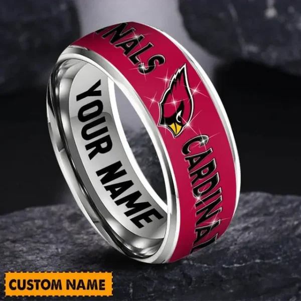 Arizona Cardinals Personalized Silver Tungsten Ring - Image 2