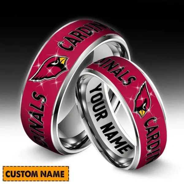 Arizona Cardinals Personalized Silver Tungsten Ring