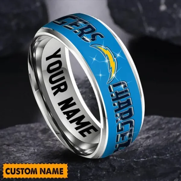 Los Angeles Chargers Personalized Silver Tungsten Ring - Image 2