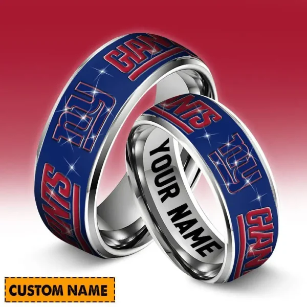 New York Giants Personalized Silver Tungsten Ring