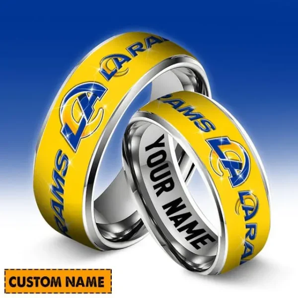 Los Angeles Rams Personalized Silver Tungsten Ring