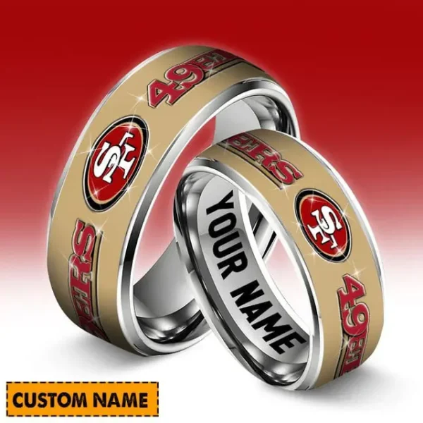 San Francisco 49ers Personalized Silver Tungsten Ring