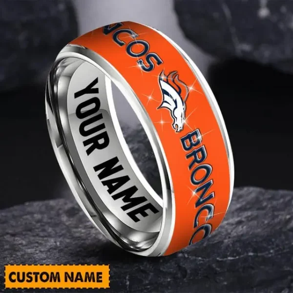 Denver Broncos Personalized Silver Tungsten Ring - Image 2