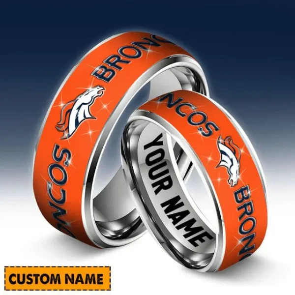 Denver Broncos Personalized Silver Tungsten Ring