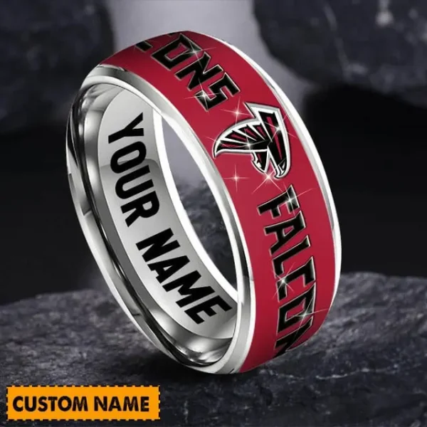 Atlanta Falcons Personalized Silver Tungsten Ring - Image 2