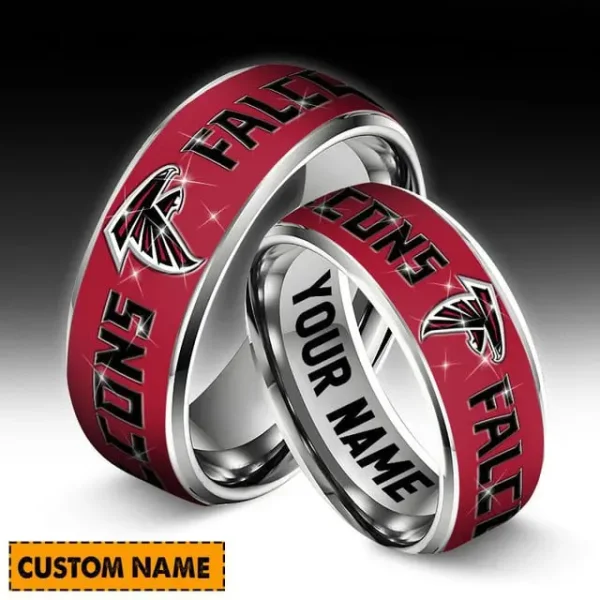 Atlanta Falcons Personalized Silver Tungsten Ring