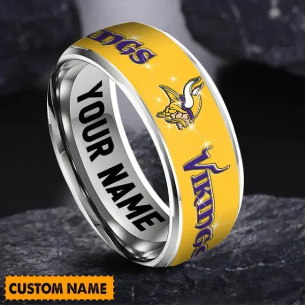 Minnesota Vikings Personalized Silver Tungsten Ring - Image 2