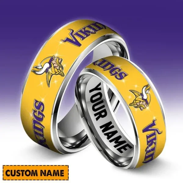 Minnesota Vikings Personalized Silver Tungsten Ring