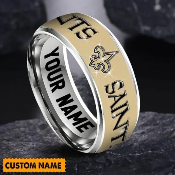 New Orleans Saints Personalized Silver Tungsten Ring - Image 2