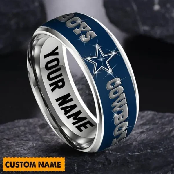 Dallas Cowboys Personalized Silver Tungsten Ring - Image 2
