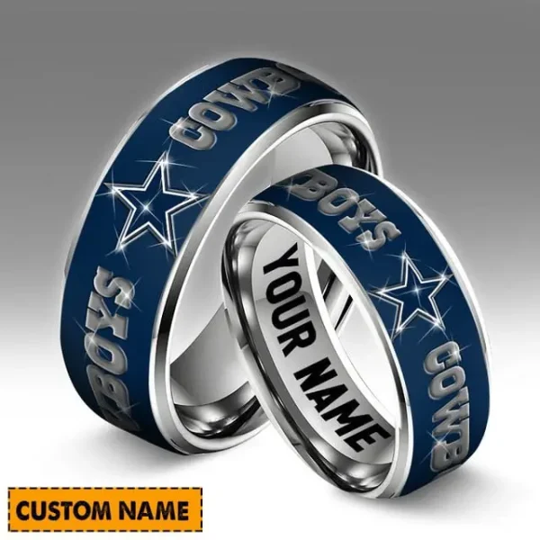 Dallas Cowboys Personalized Silver Tungsten Ring