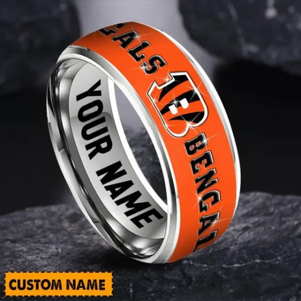 Cincinnati Bengals Personalized Silver Tungsten Ring - Image 2
