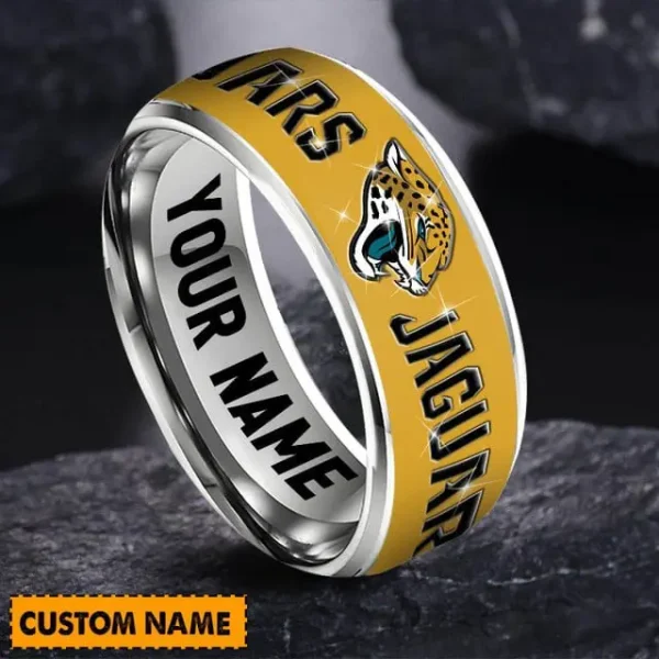 Jacksonville Jaguars Personalized Silver Tungsten Ring