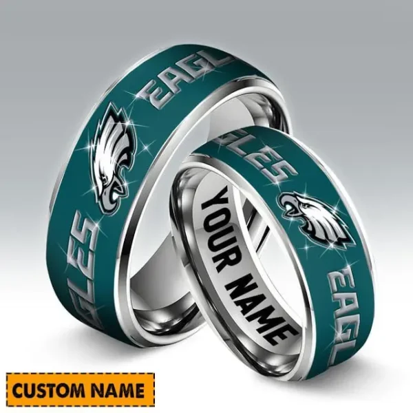 Philadelphia Eagles Personalized Silver Tungsten Ring