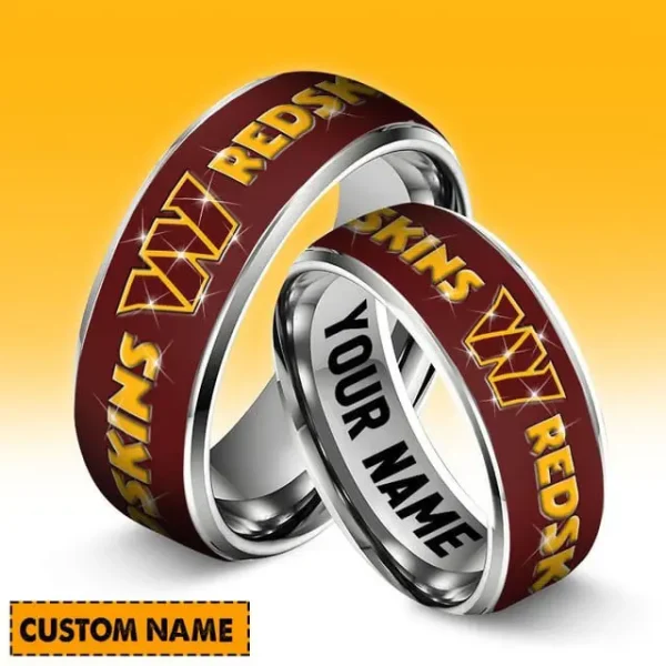 Washington Redskins Personalized Silver Tungsten Ring
