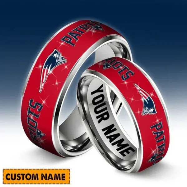 New England Patriots Personalized Silver Tungsten Ring