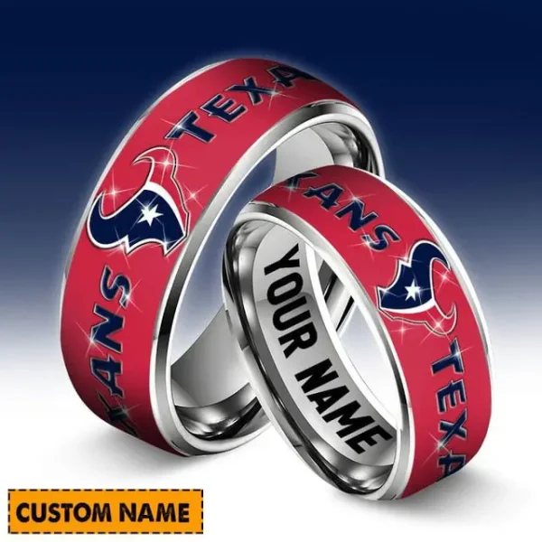 Houston Texans Personalized Silver Tungsten Ring