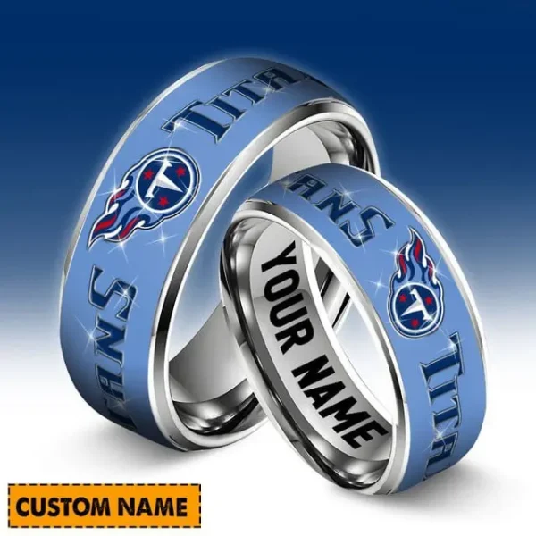 Tennessee Titans Personalized Silver Tungsten Ring