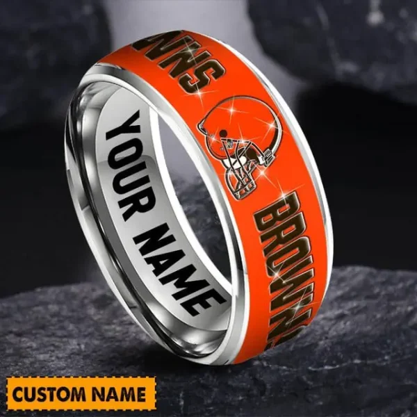Cleveland Browns Personalized Silver Tungsten Ring - Image 2